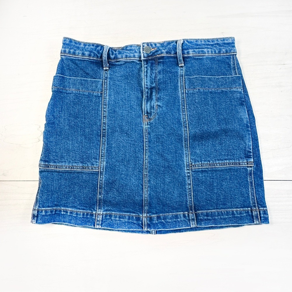 Old Navy Cargo Denim Skirt Size 12 Medium Wash Blue‎ Jean